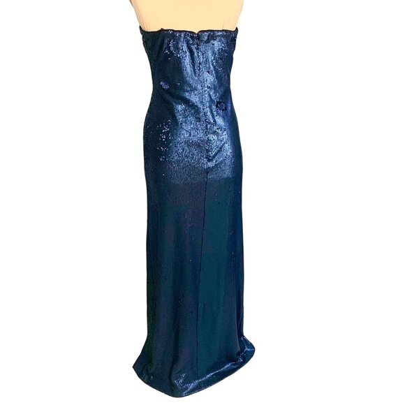 Elegant Navy Blue Strapless Maxi Dress - Picture 8 of 14
